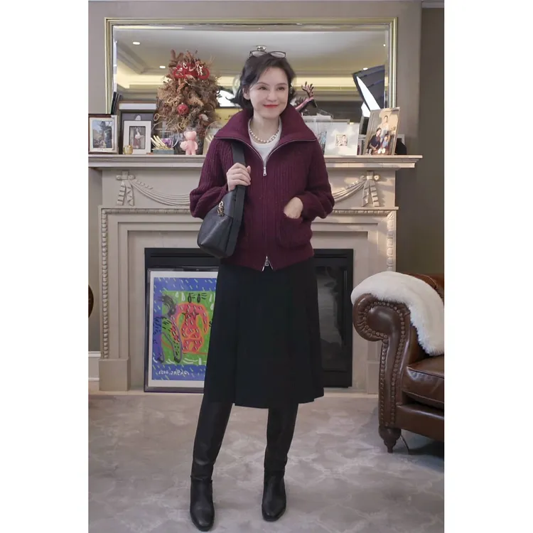 我是摩羯 热红酒 澳洲100美丽诺羊毛花点纱德国STOLL机秋冬毛衣