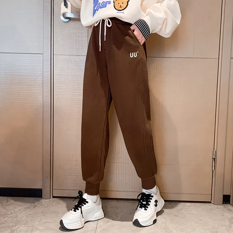 儿童冬装2025大女童装加绒裤子一体绒秋冬款运动卫裤冬季6-12岁15