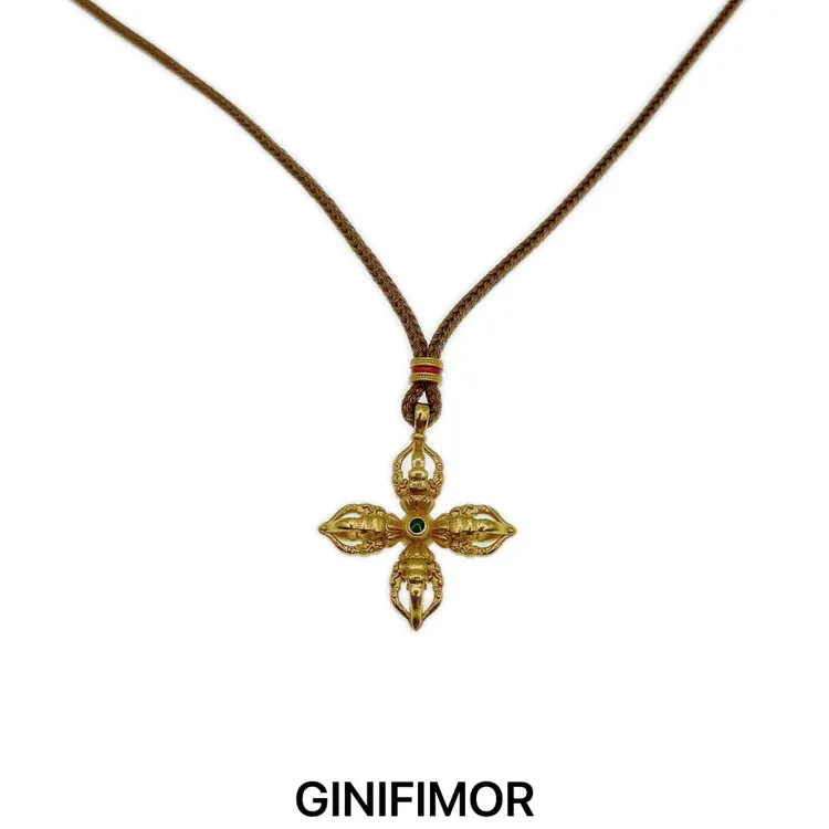 GINIFIMOR 非金属棉绳项链 a859 十字如意葫芦金刚杵项链毛衣链