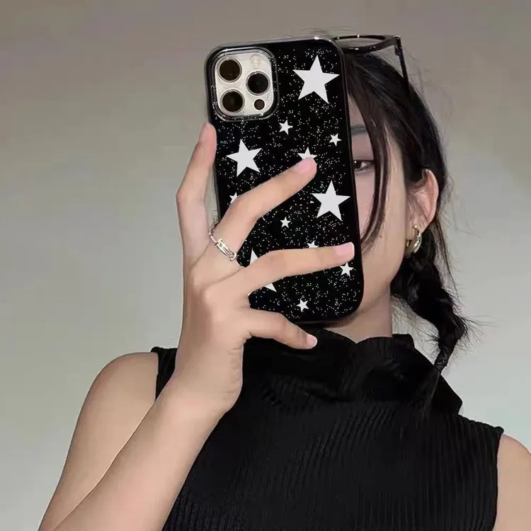 ins辣妹滴胶星星适用苹果16手机壳华为软壳小米滴胶vivo壳oppo女