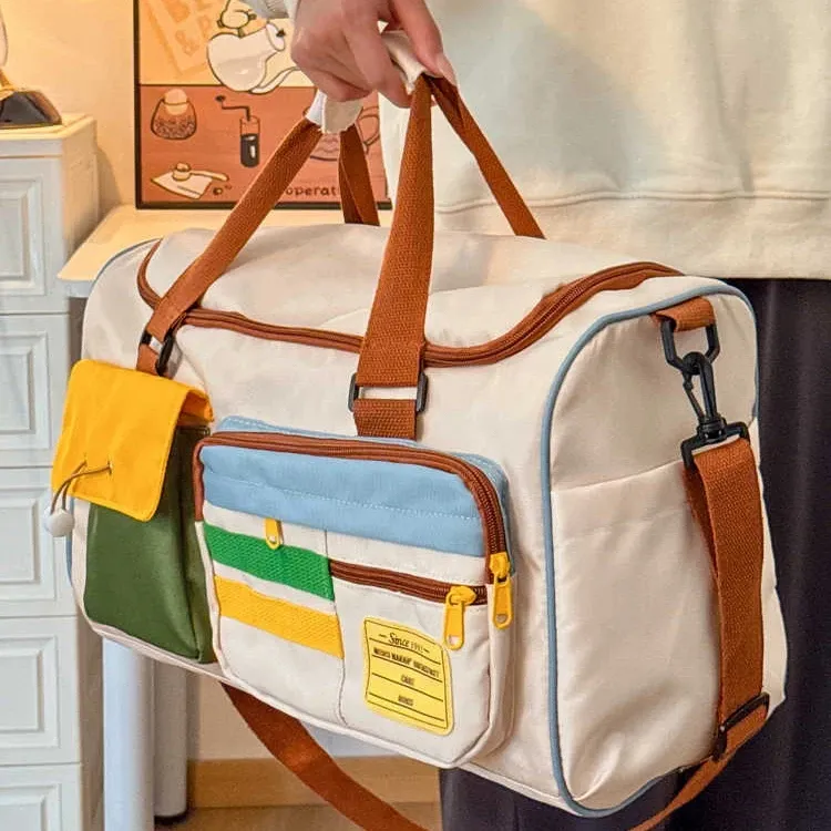 短途旅行包大容量手提包斜挎包可爱待产出差登机包可套拉杆箱M045