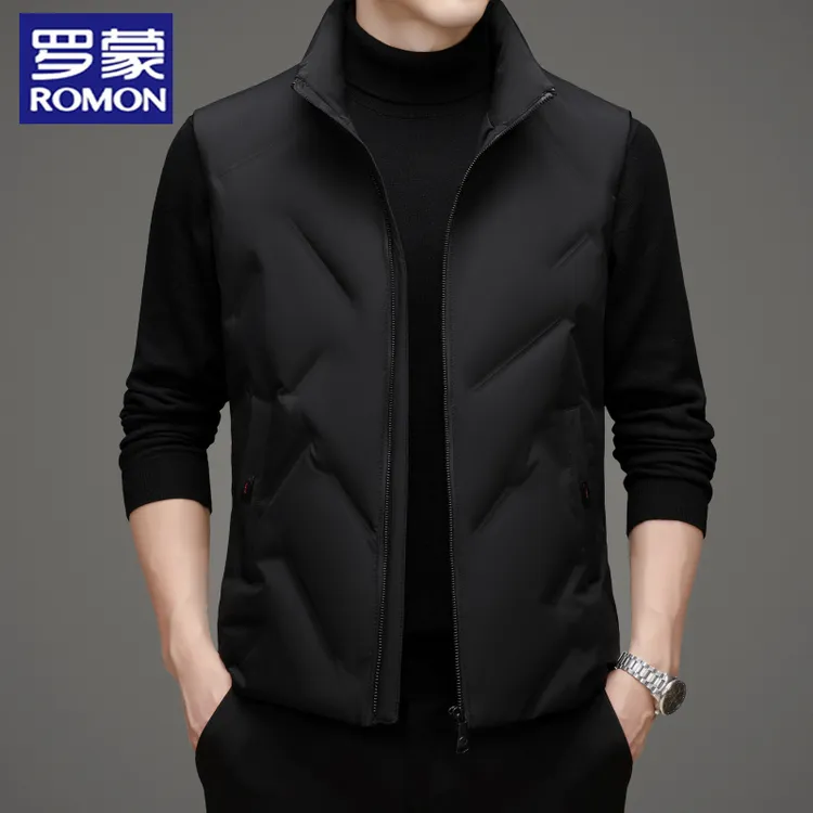 罗蒙【鸭绒】秋冬季新款羽绒马甲时尚休闲男士保暖高档立领坎肩上衣