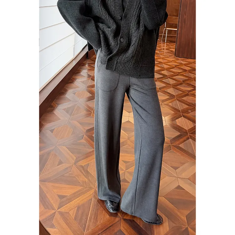 HERLAND她地 【猫窝裤】简约系带卫裤女秋冬保暖亲肤休闲阔腿裤