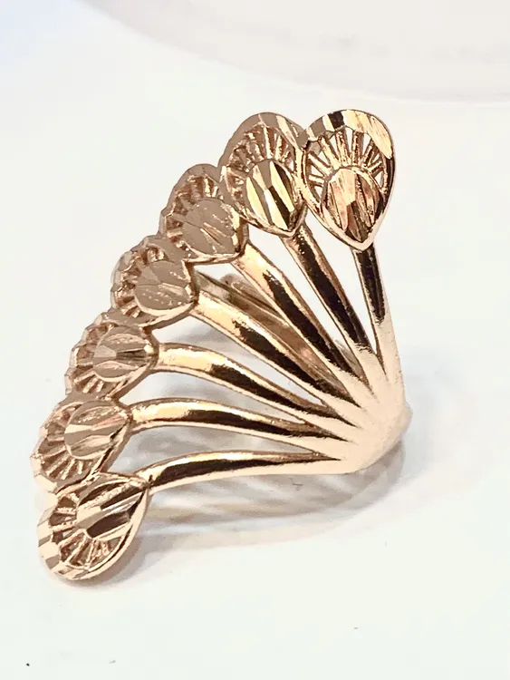 铜合金戒指 欧美奢华风车花纹时尚精致流行个性玫瑰金开口戒指