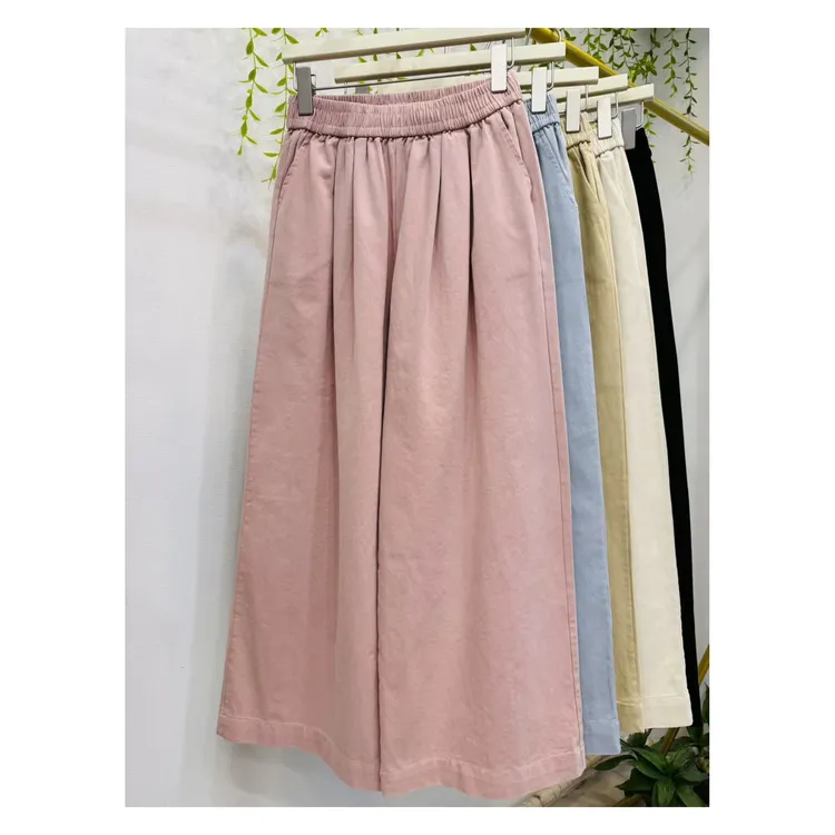 水洗棉裤女2025早秋百搭时尚休闲直筒高腰宽松简约纯色大阔腿裤