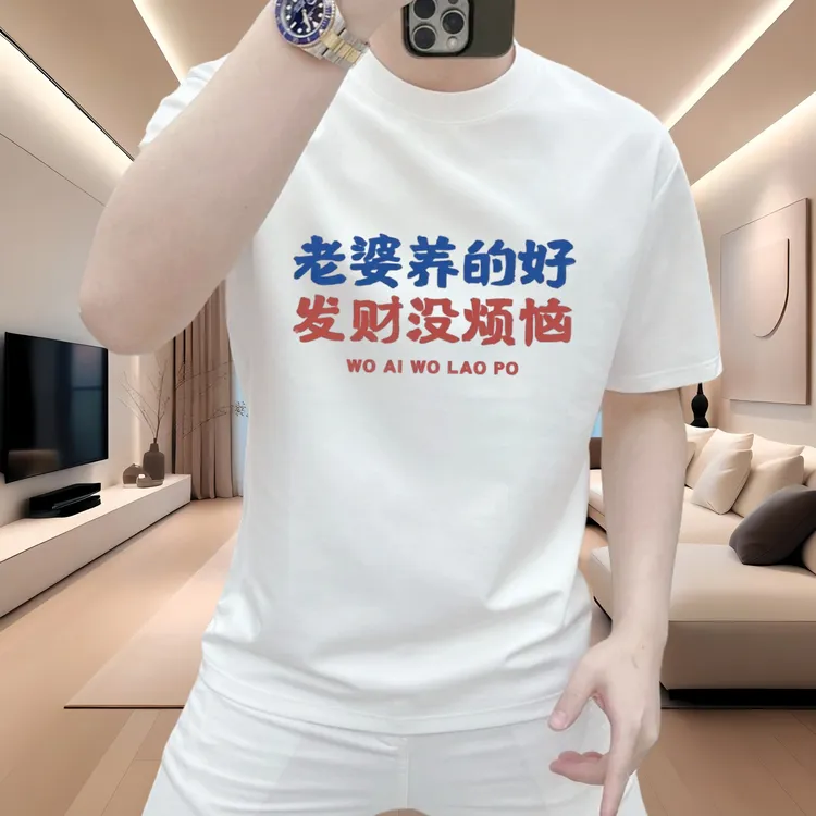 100%纯棉男士短袖T恤夏季圆领重磅潮流休闲半袖百搭修身打底衫t恤