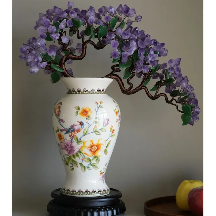 【暖暖】水晶树家居摆件装饰花瓶工艺品客厅玄关手工复古电视柜轻奢