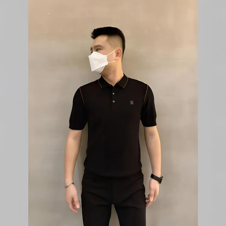 秋冬季高品质男士翻领针织polo半袖时尚休闲修身商务轻奢百搭短袖