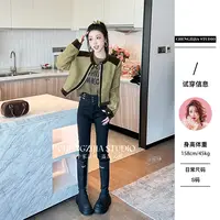 【裴诗婷】WT00035法式复古拉链撞色小香风外套