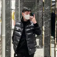 未使用 MONCLER 蒙口 经典 Tibb黑色亮面立领保暖羽绒服马甲 