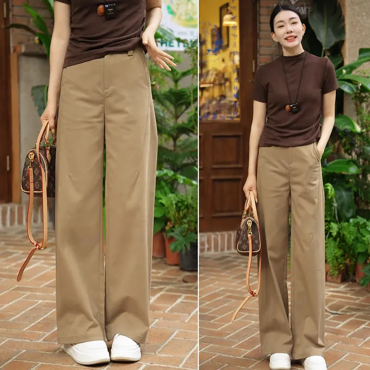 秋装休闲阔腿裤女裤子2025新款长裤秋季宽松显瘦直筒裤高腰西装裤