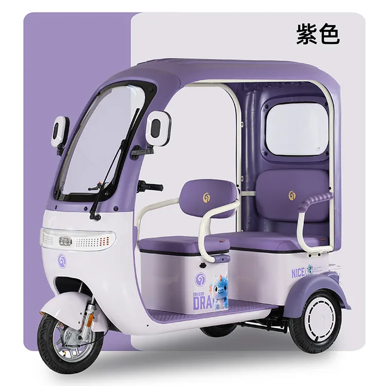 新款带棚电动三轮车大空间长续航适合老年人休闲代步通勤