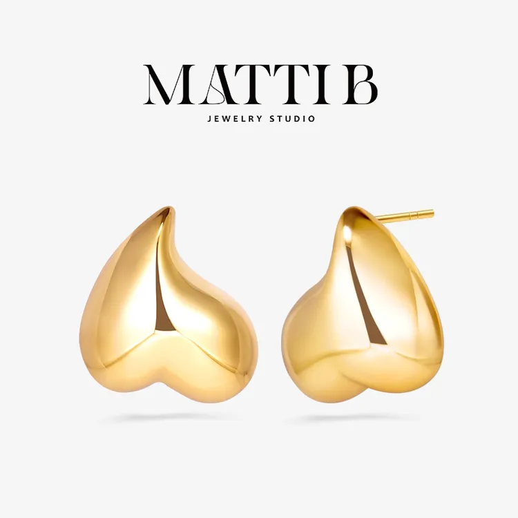 铜合金耳饰 小众设计感气质轻奢简约冷淡风百搭爱心女士耳钉1875