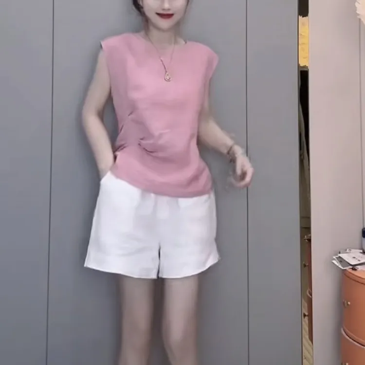 新款时尚气质百搭洋气减龄显瘦上衣短裤女装1