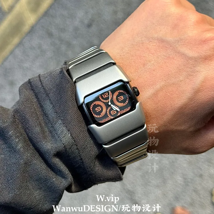 玩物y2k千禧风手表复古方形外骨骼四眼设计潮流防水多功能情侣ins