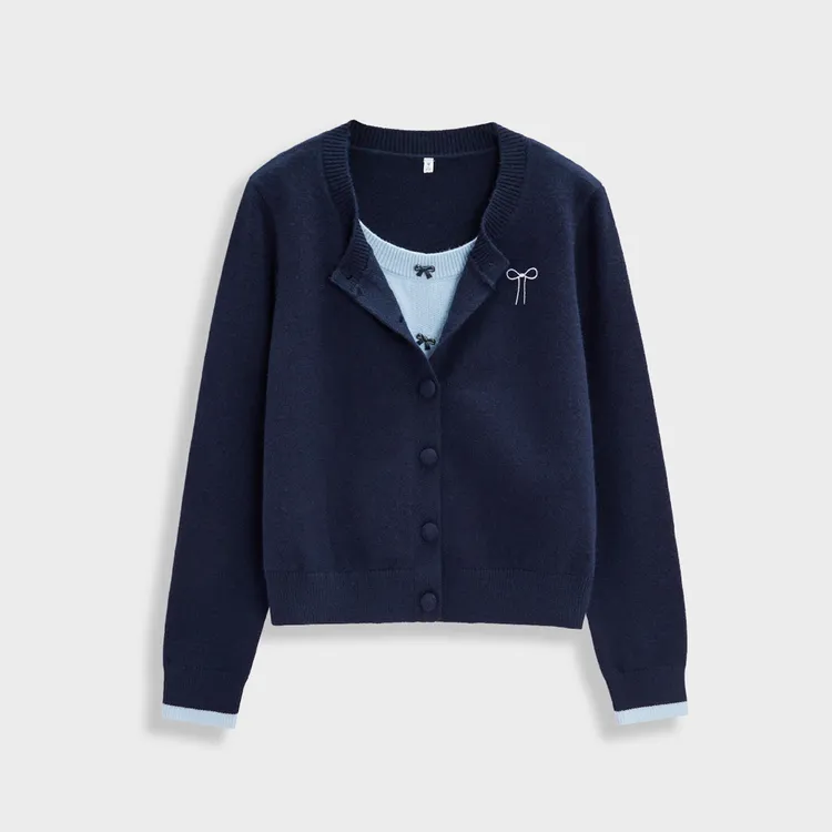 IEF/爱依服【微胖】大码女装2025秋冬新款甜美温柔假两件毛织上衣