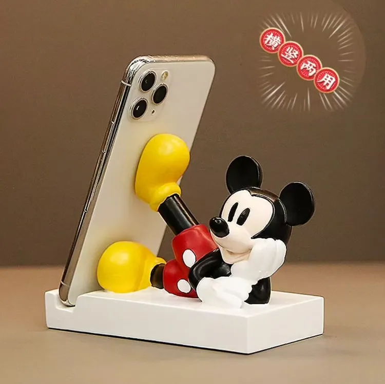 可爱懒人手机支架卡通米奇米老鼠公仔创意办公室桌面小摆件实用