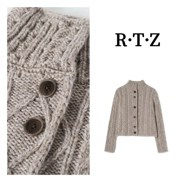 【冬日恋歌】重磅100%绵羊毛麻花立领复古开衫外套设计师款针织衫女