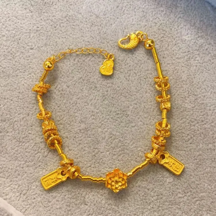 手链 精美时尚好运莲莲碎银子盘缠莲花高级简约气质轻奢首饰礼物