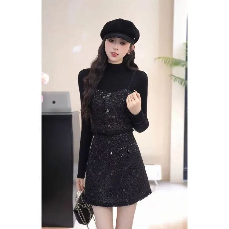 YUANLIANSU/圆脸酥【流云倦野】复古打底衫+马甲+半身裙三件套秋季