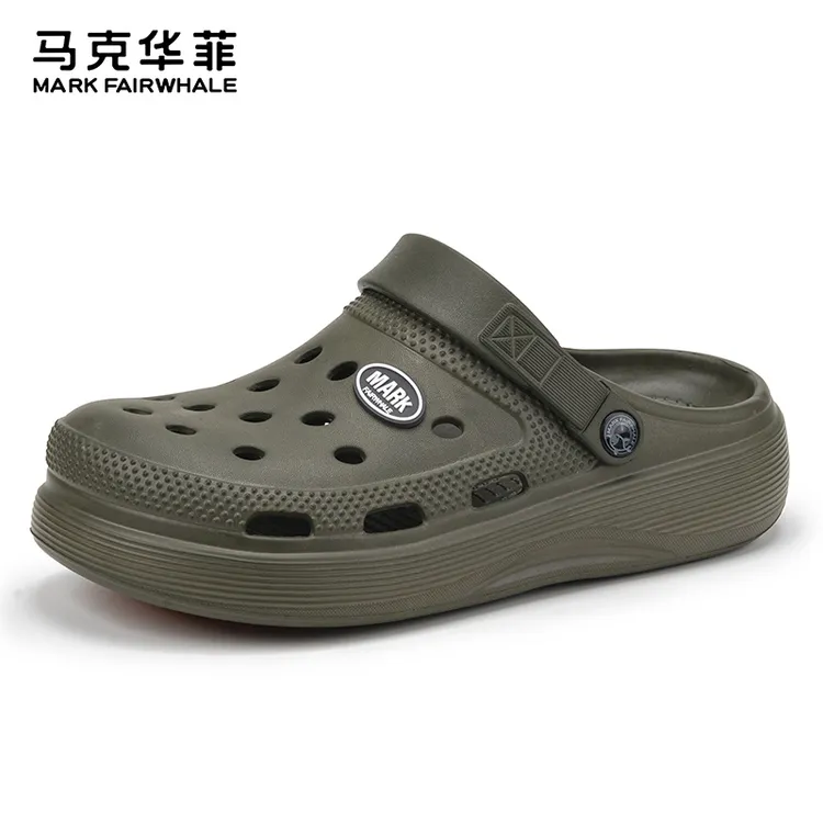 马克华菲洞洞鞋男士夏季外出轻便防滑防水包头沙滩凉拖鞋外穿