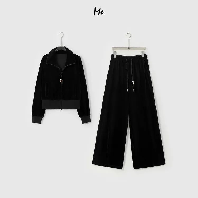 ME【天鹅卫衣套装（一体绒）】坑条绒锁温厚实保暖时尚套装MESA4648