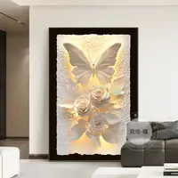 蝴蝶花卉客厅装饰画挂画2025新款轻奢高级感沙发背景墙壁画玄关画