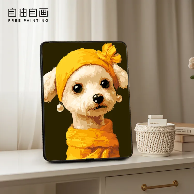 数字油画手工填色画手绘桌面油画装饰油画diy填色卡通萌趣摆台画
