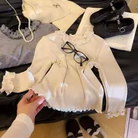 【甜美风】女童韩版洋气小香风打底法式花边纯色打底衫女打底不起球