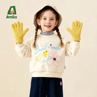 Amila啊咪啦2025冬季新款假两件条纹半高领女童卫衣绒衫XD5WY512
