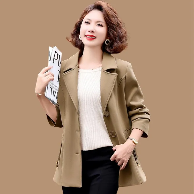 皮尔卡丹中年妈妈秋装中长款风衣外套四五十岁中老年女装洋气高贵