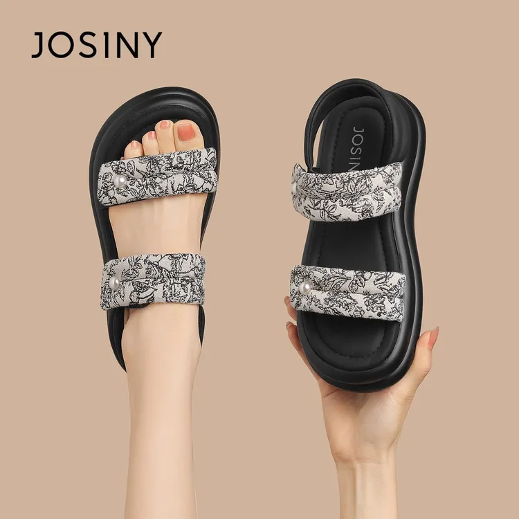 卓诗尼厚底凉鞋女夏外穿2025新款新中式踩屎感软底新中式国风女鞋