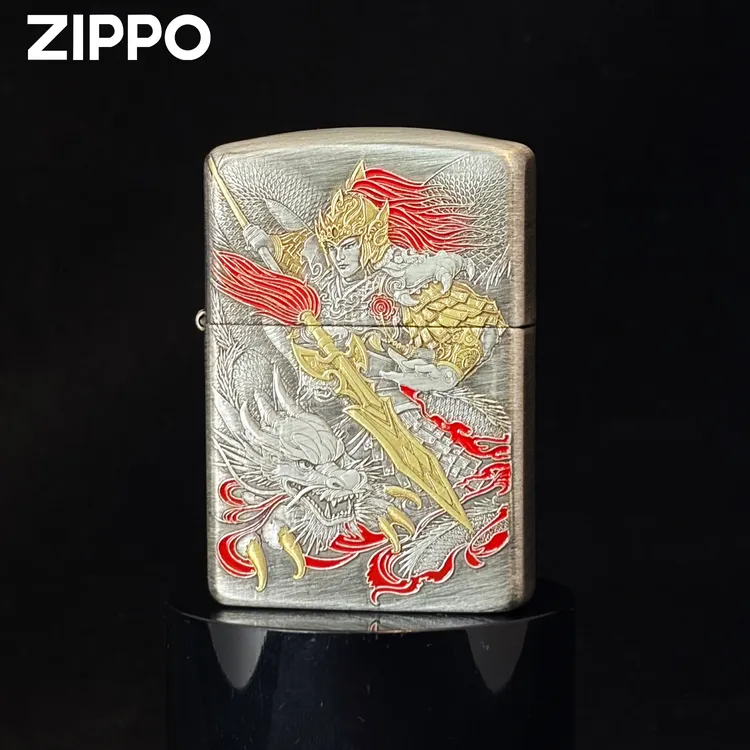 ZIPPO/之宝打火机常山赵子龙-3D盔甲熏银鎏金珐琅彩 【N001】 DYJ1