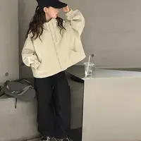 【Maila童装】女童韩系短款连帽外套纯色洋气春秋双拉链休闲冲锋衣