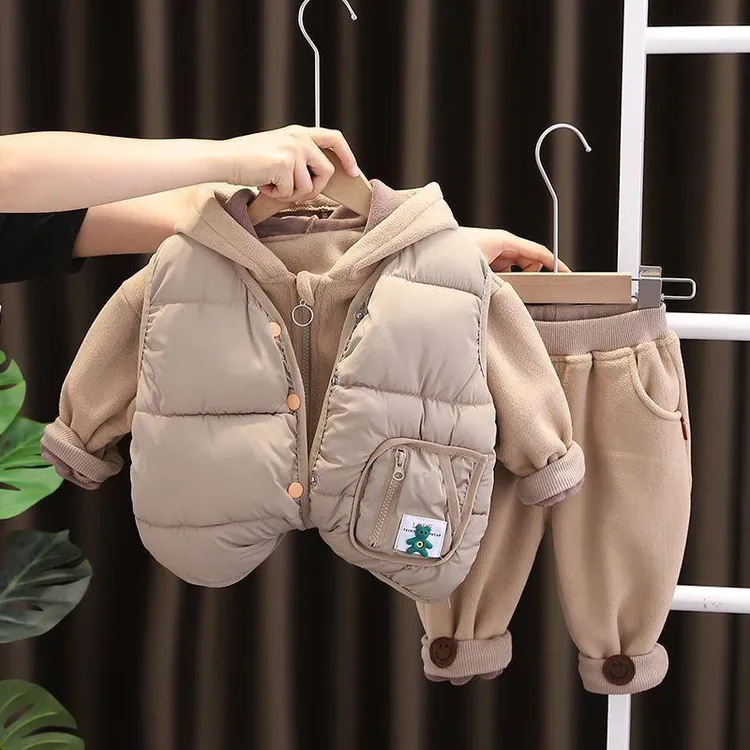 童泰儿童秋冬季棉服套装2025新款男童冬装加厚三件套