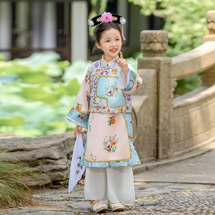 女中小童秋季汉服古装中国风套装2025新款满清宫廷风满族格格服