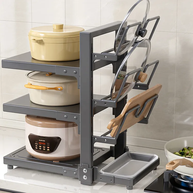 厨房多功能多层锅具架家用置物台面橱柜下水槽灶台锅具分层收纳架