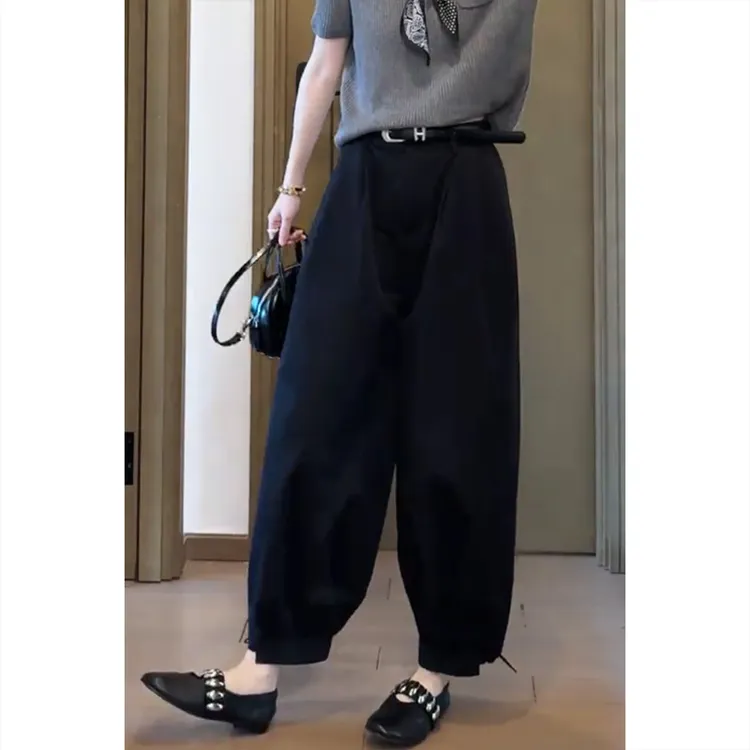 艾塔莉宽松慵懒风阔腿裤小个子休闲百搭大码夏季薄款百搭休闲裤