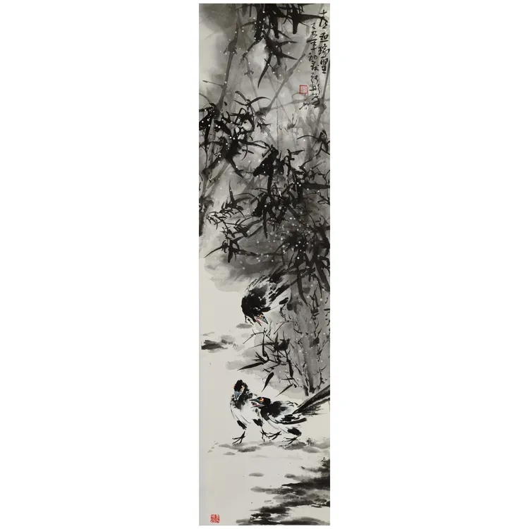 张彤老师原创手绘花鸟画140× 35 CM 