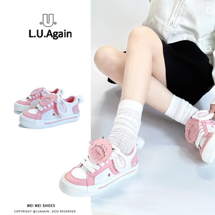 L.U.Again 【小杨同款】小羊鞋粉色板鞋多巴胺休闲板鞋原创粉色鞋子