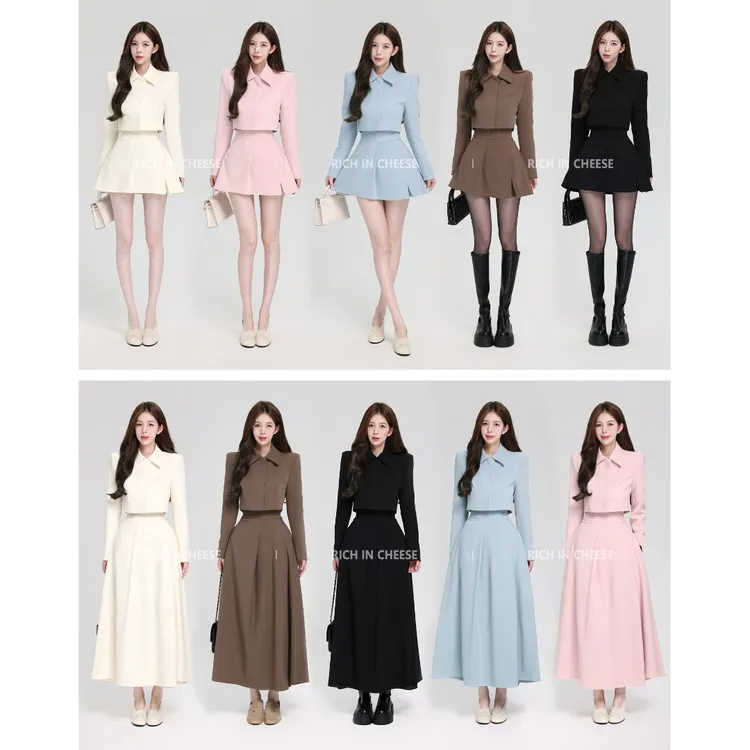 舒胡蕾 赫本套装【部分现货】 西装时尚显瘦高腰短款含口袋长袖套装