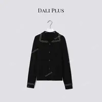 DALI PLUS“Co.Co绵羊毛针织”手工勾边翻领针织外套-D5MM3029