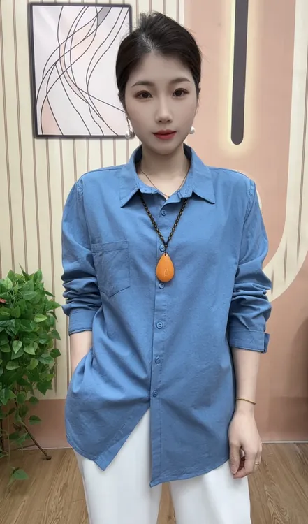 秋季新款纯色水洗纯棉衬衫休闲简约宽松显瘦开衫
