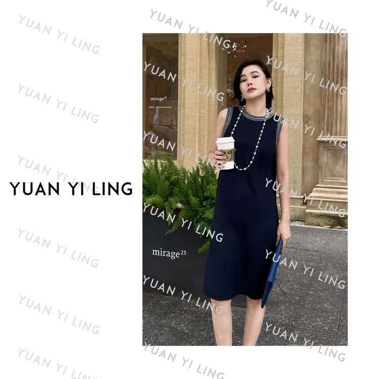 袁艺灵【璀璨之夜】25夏季上新款定制织带时髦气质优雅风女装连衣裙