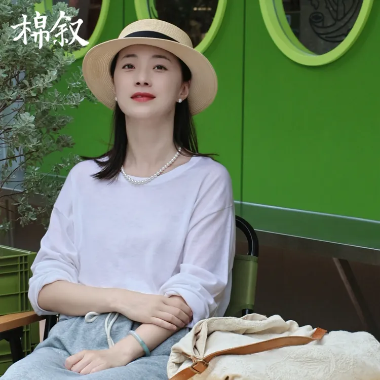 棉叙极简风套头圆领毛衣女宽松显瘦百搭休闲纯色长袖上衣15185