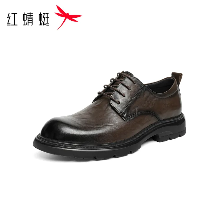 红蜻蜓正装皮鞋2025秋冬新款男鞋厚底系带商务男士皮鞋鞋子男款