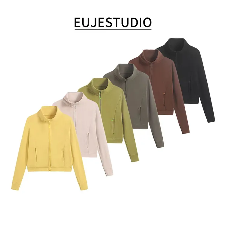 EUJE 【冬季暖绒衣】立领拉链开衫外套女2025秋冬保暖衣