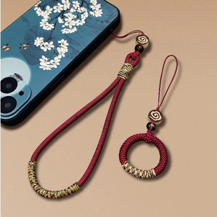 中国风手机挂绳短款国潮挂饰指环扣手工编织结实耐用防丢吊绳男女