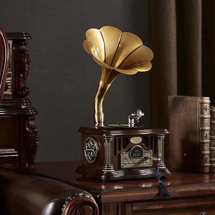 复古充电蓝牙音响欧蒂诺仿古迷你黑胶留声机装饰摆饰生日礼品