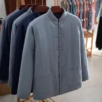 男士棉花唐装棉袄 中式复古棉衣手工加厚 中国风老式棉服保暖冬